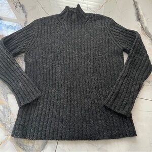 Ralph Lauren Ribbed Knit Sweater in Charcoal Gray Wool & Alpaca Women’s Medium